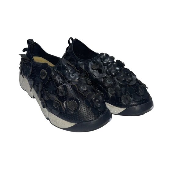 DIOR FUSION Sneakers Black Leather Textile Floral Canvas Shoes size 5.… - Picture 5 of 12